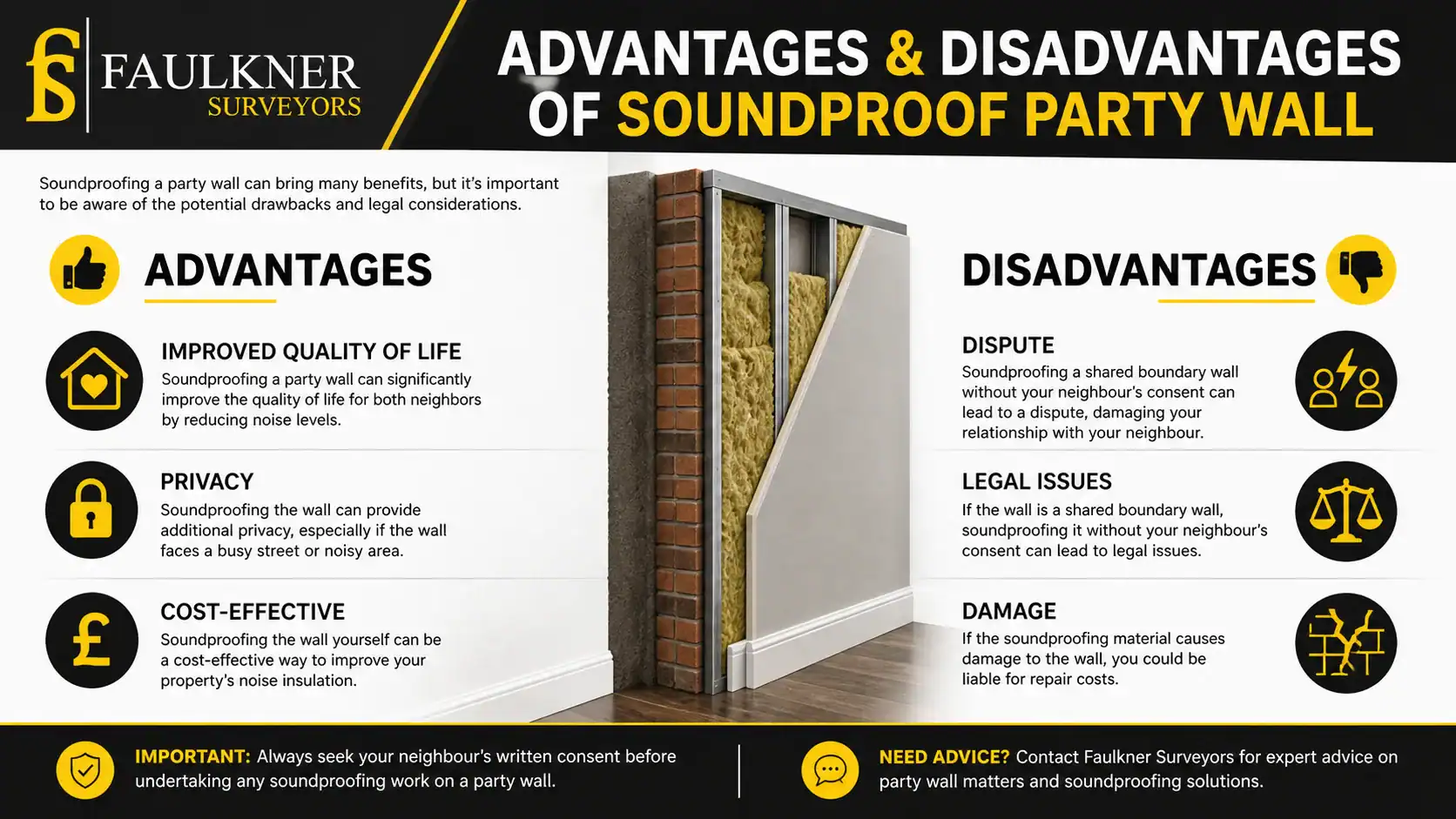 Can you soundproof a Party wall? 2 Advantages and Disadvantages of Soundproof Party Wall Sutton